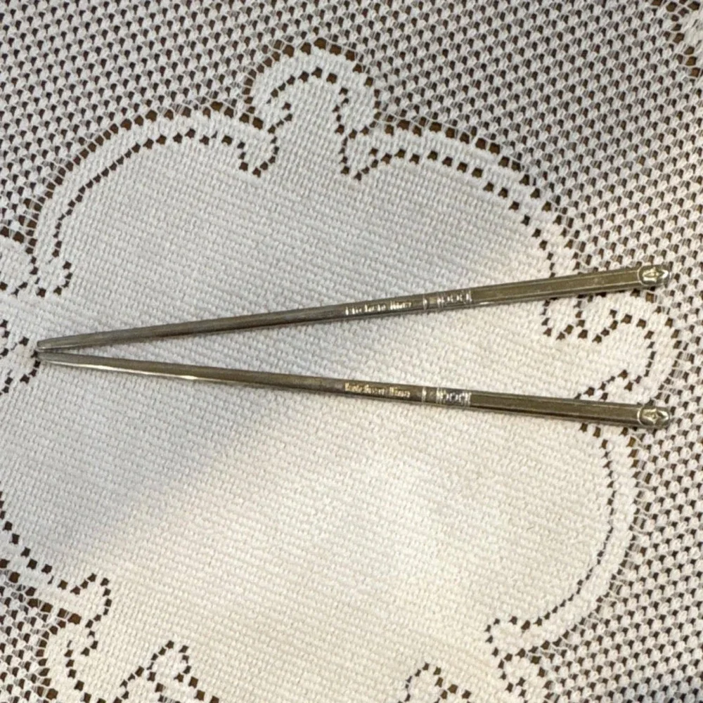 Kitchen Line Metal Chopsticks Set of 2, 9 in, Silver Geometric, Reusable
